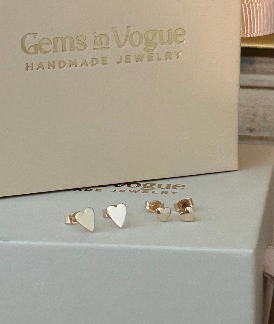 14K Solid Gold Heart Stud Earrings | Small or Tiny Heart Studs